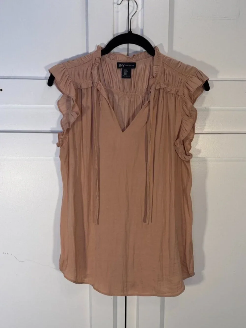 Jones New York JNY Women's Ruffle Sleeve Blouse S Peach